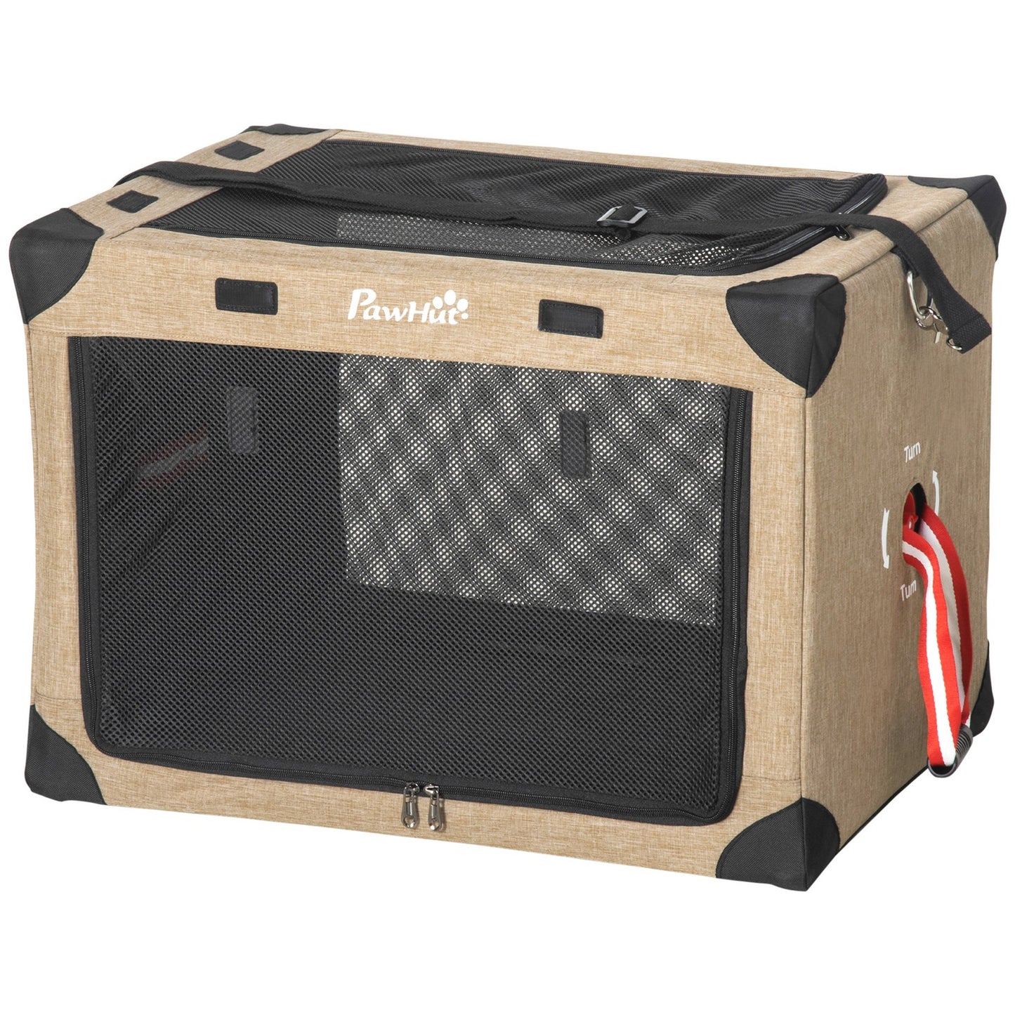 Pawhut Collapsible Dog Crate Foldable Pet Carrier for Cats Small Dog 65X45X45Cm