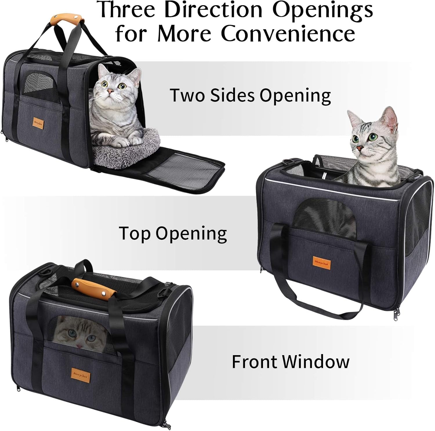 Portable Cat and Small Dog Carrier Bag, Foldable Soft-Sided Transport Carrier, Airline Approved with Shoulder Strap, Removable Mat, and Pet Bowl