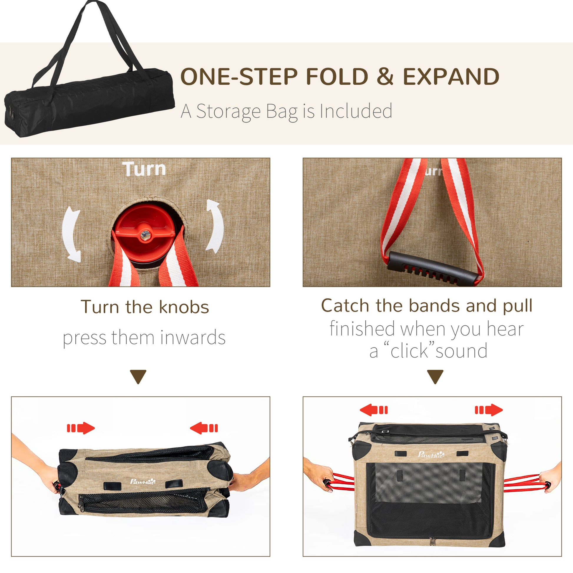 One-Step Foldable Cat Carrier Portable Dog Bag with Cushion for Small Dogs