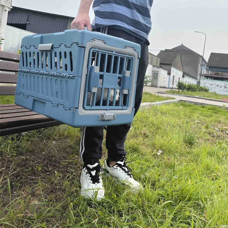 Foldable Portable Pet Travel Carrier Detachable Dog Check-In Box with Locking Latches