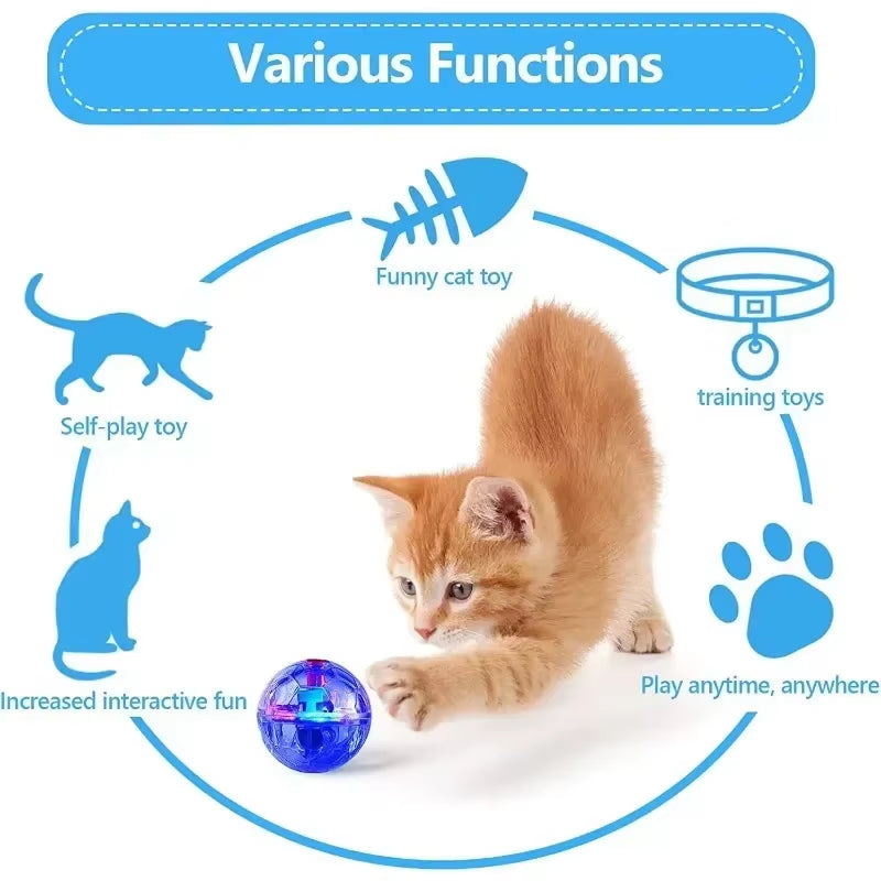 Exciting Interactive LED Cat Ball Toy - Motion-Activated Flashing Balls for Playful Pets