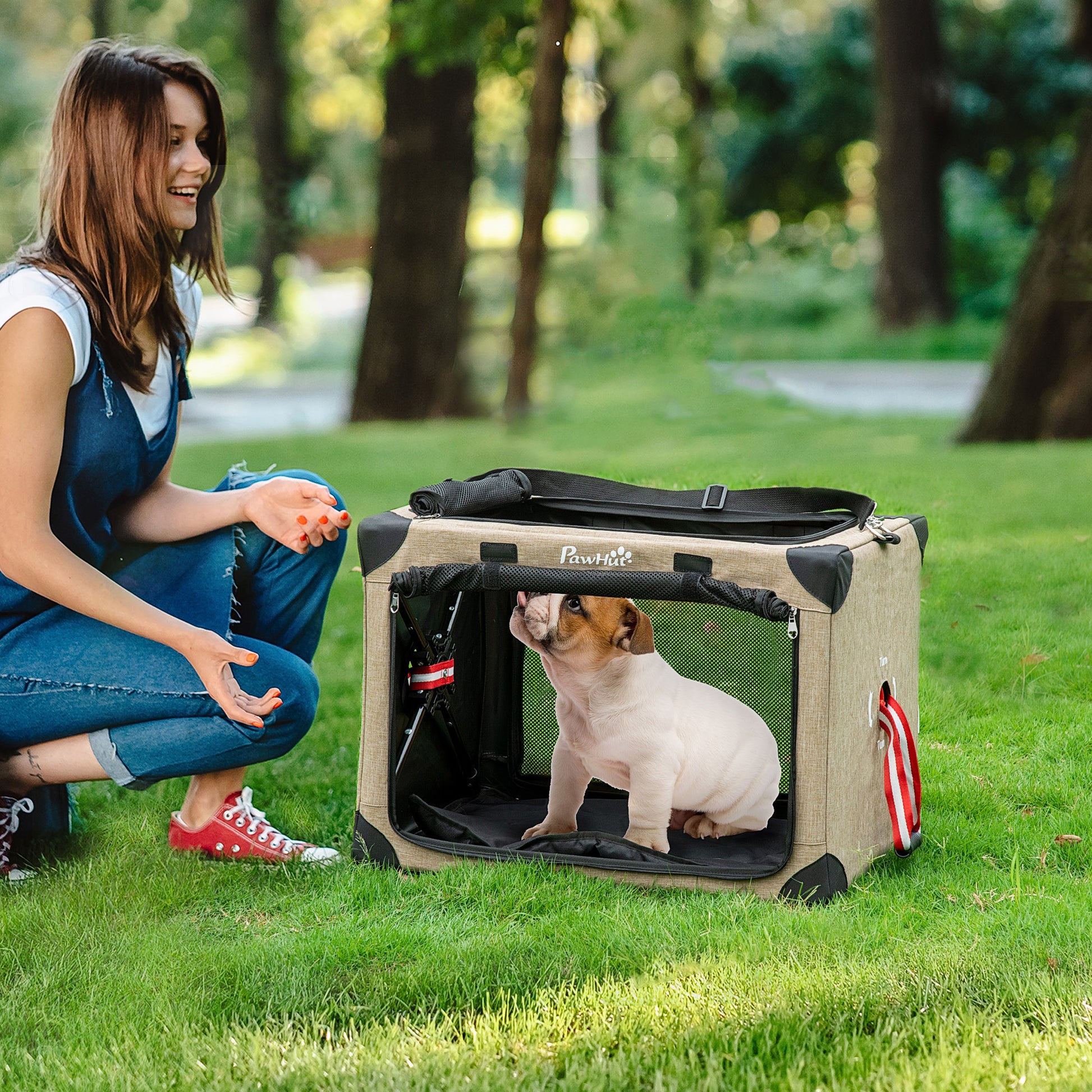 One-Step Foldable Cat Carrier Portable Dog Bag with Cushion for Small Dogs