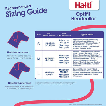 HALTI Optifit Headcollar Size Medium, Dog Head Harness to Stop Pulling on the Lead, Easy to Use, Adjustable & Reflective Head Collar for Dogs, Professional Anti-Pull Training Aid, Black
