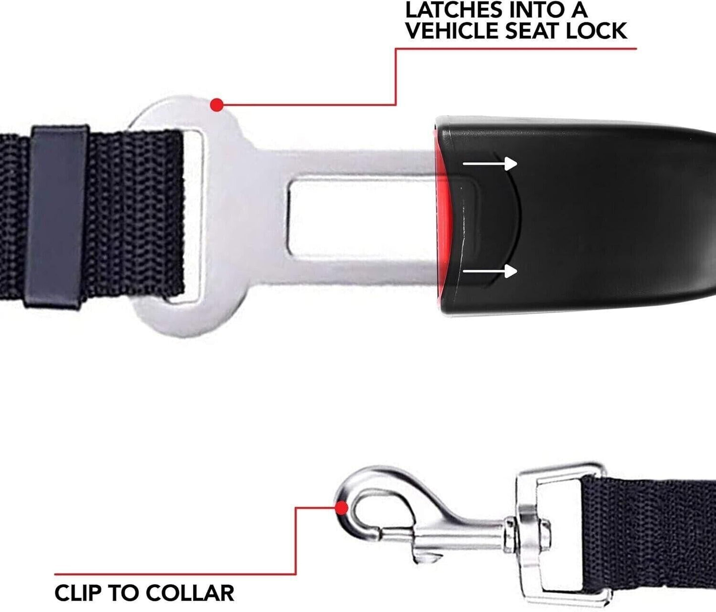 2 Pack Pet Dog Seat Belt Adjustable Travel Car Safety Harnesses Lead Restraint
