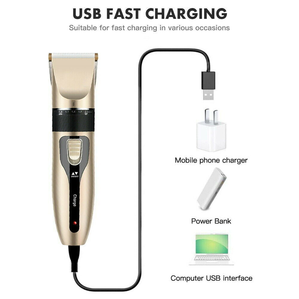 Electric Pet Hair Clippers Trimmer Cat Dog Grooming Shaver Kit Cordless Quiet