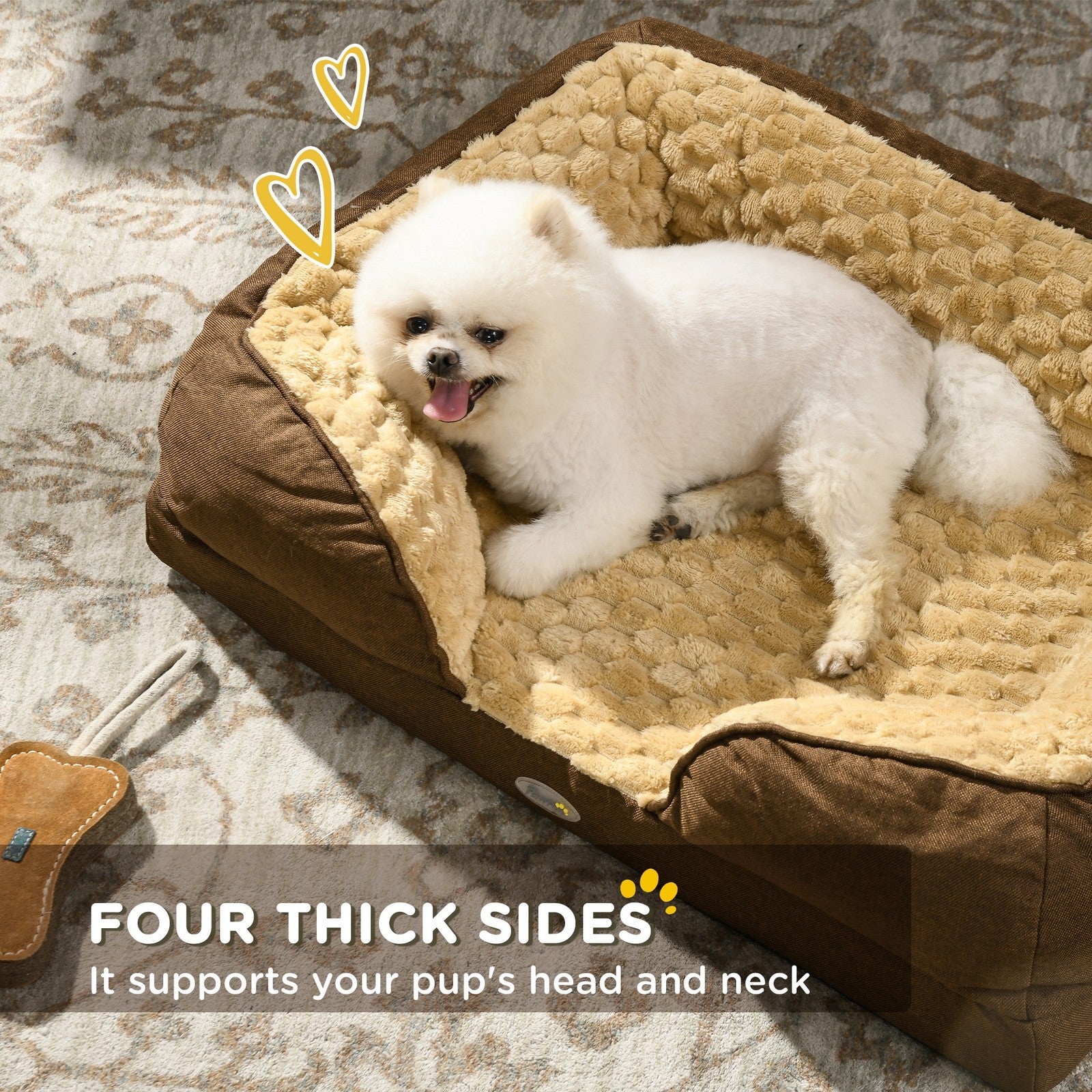 Pawhut Dog Bed Calming Pet Bed Dog Mattress for Small Dogs - Brown
