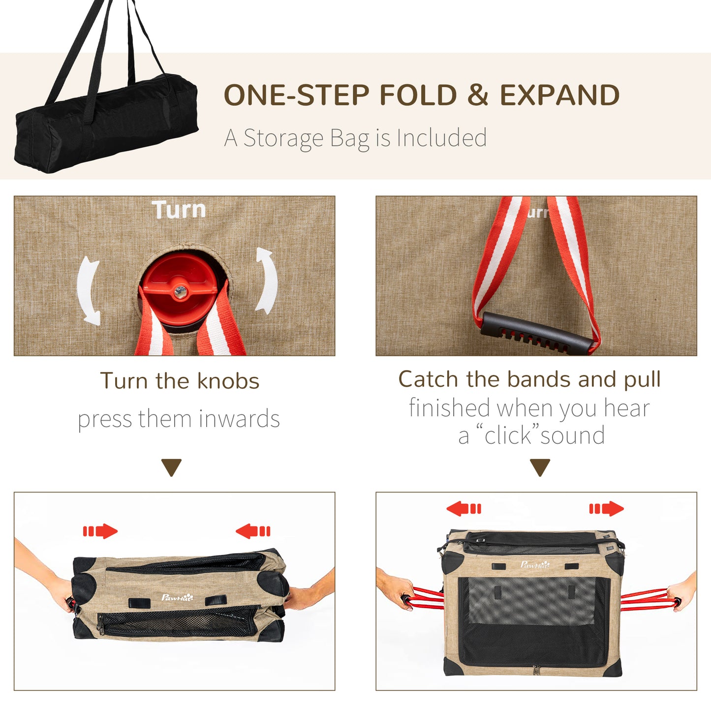 One-Step Foldable Cat Carrier Portable Dog Bag with Cushion for Small Dogs