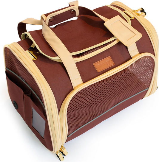Pet Carrier Dog Carrier for Small Medium Dogs Large Cat Carrier Bag Pet Carriers for Cats Pet Carriers for Dogs Cat Bag Travel Carrier Small Dog Car Carrier Bag Foldable Pet Carrier (Brown L)