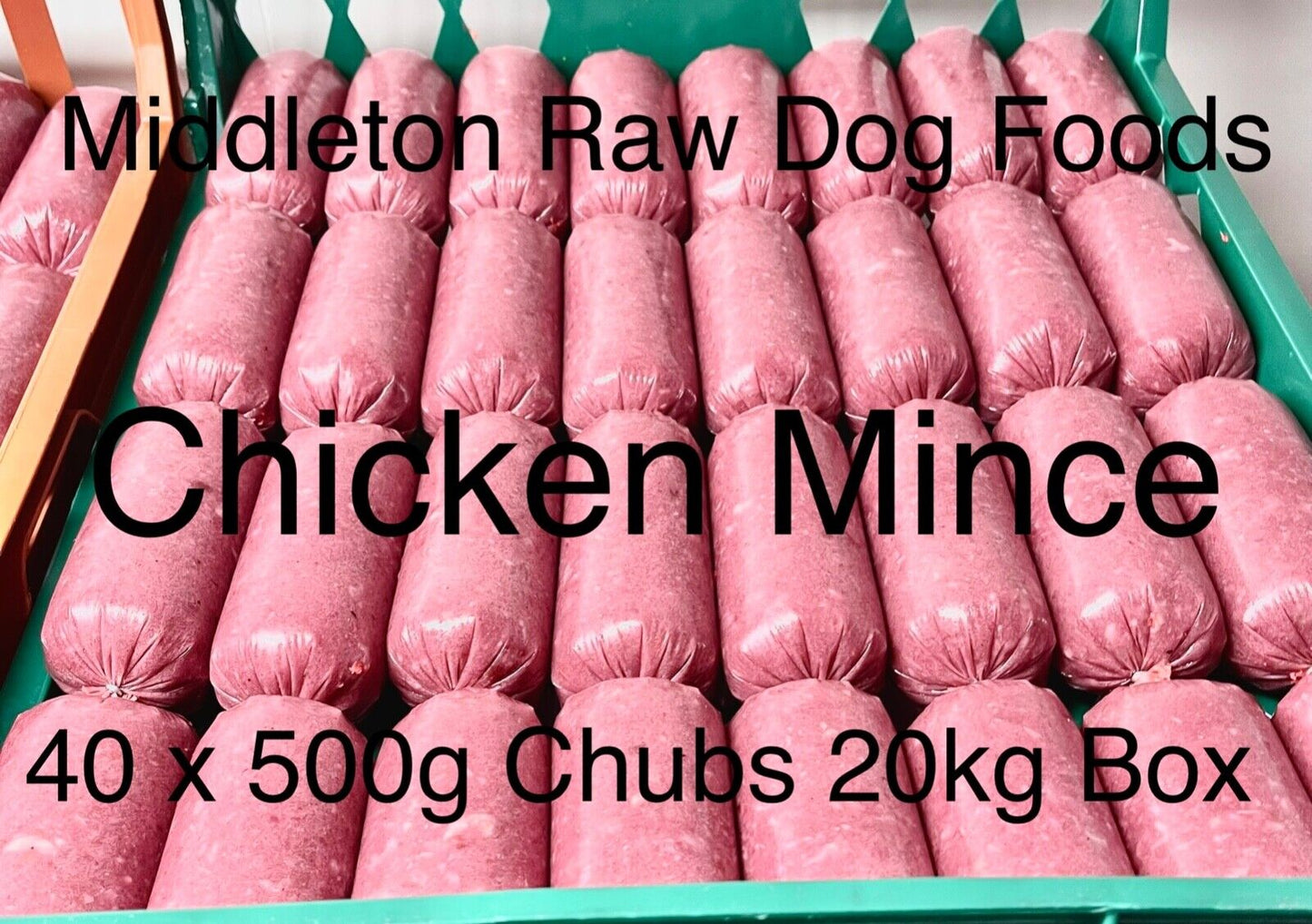 Frozen Dog Food Chicken Mince 40 X 500G Chubs 20Kg Box. BARF RAW DIET Delivered