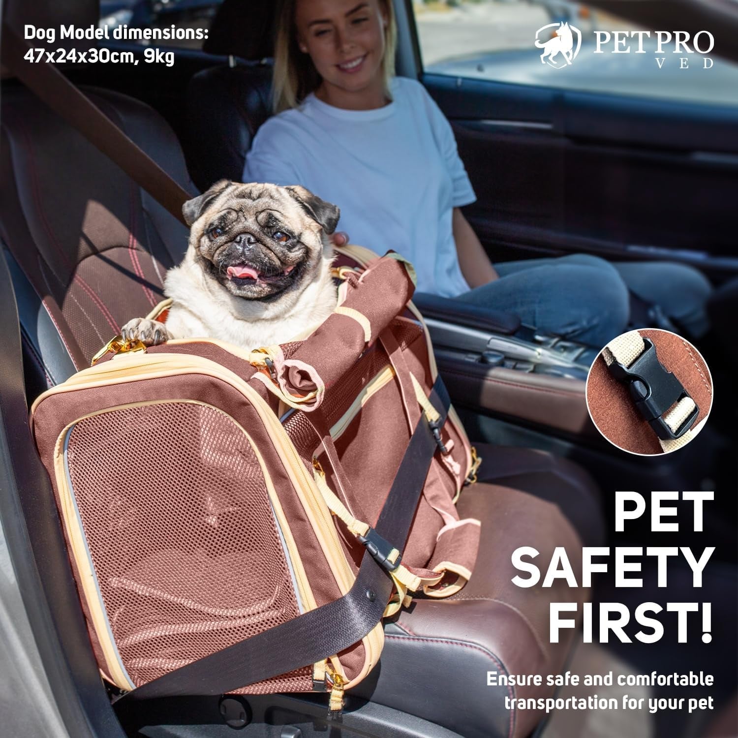 Pet Carrier Dog Carrier for Small Medium Dogs Large Cat Carrier Bag Pet Carriers for Cats Pet Carriers for Dogs Cat Bag Travel Carrier Small Dog Car Carrier Bag Foldable Pet Carrier (Brown L)