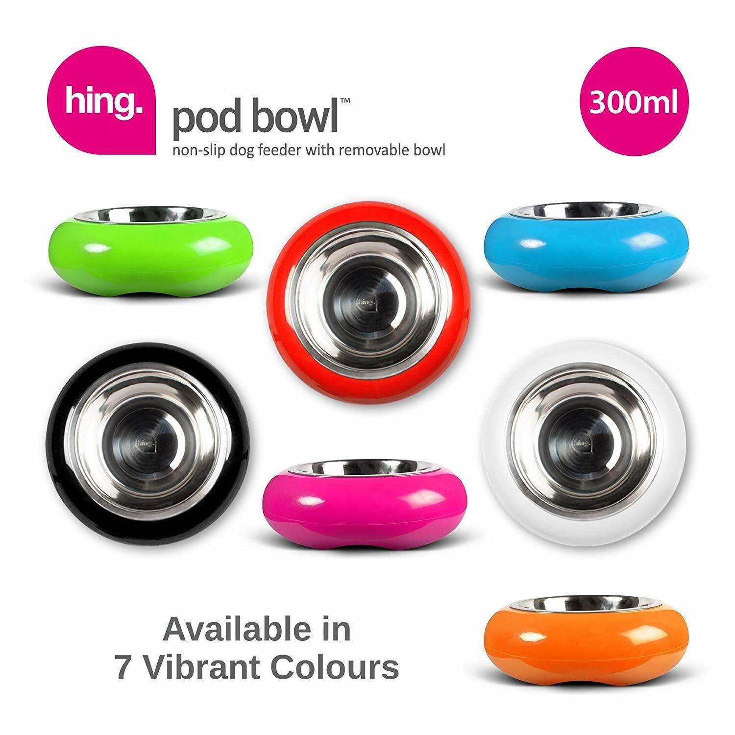 Dog Bowls Non Slip Stainless Steel Plastic Puppy Pet Food Water Feeding Bowl UK