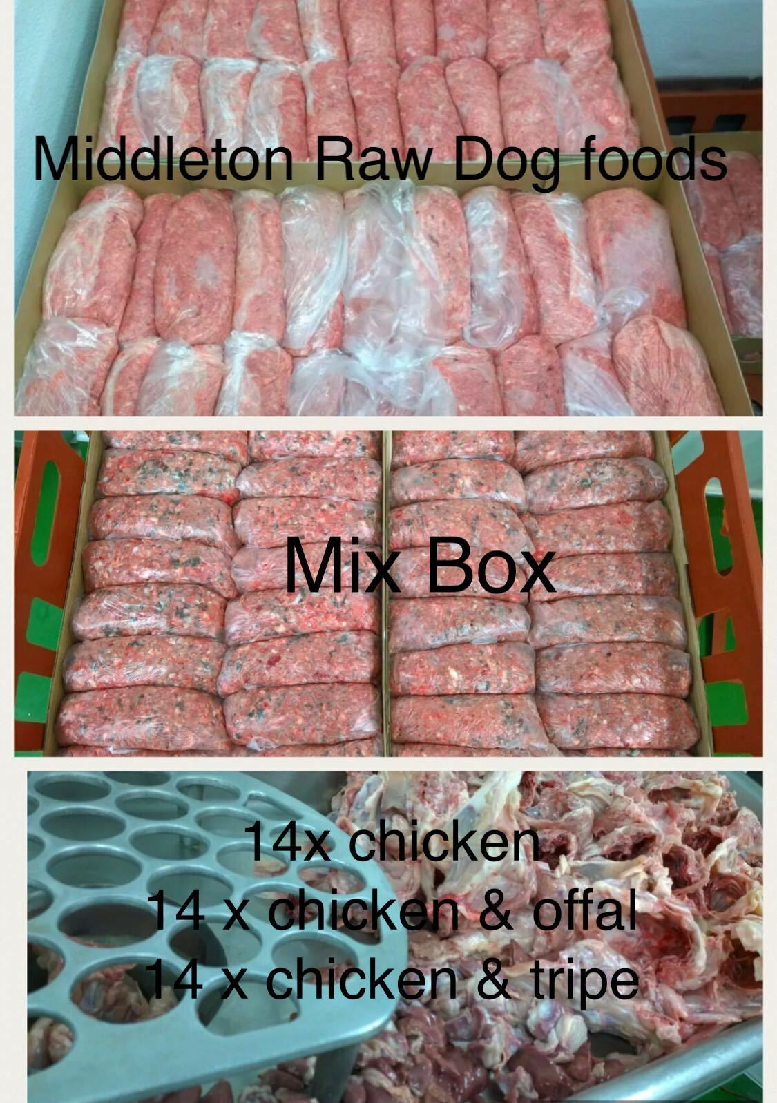 Mix Box Frozen Dog Food 42X 500G Chubs 21Kg Box. BARF RAW DIET Delivered