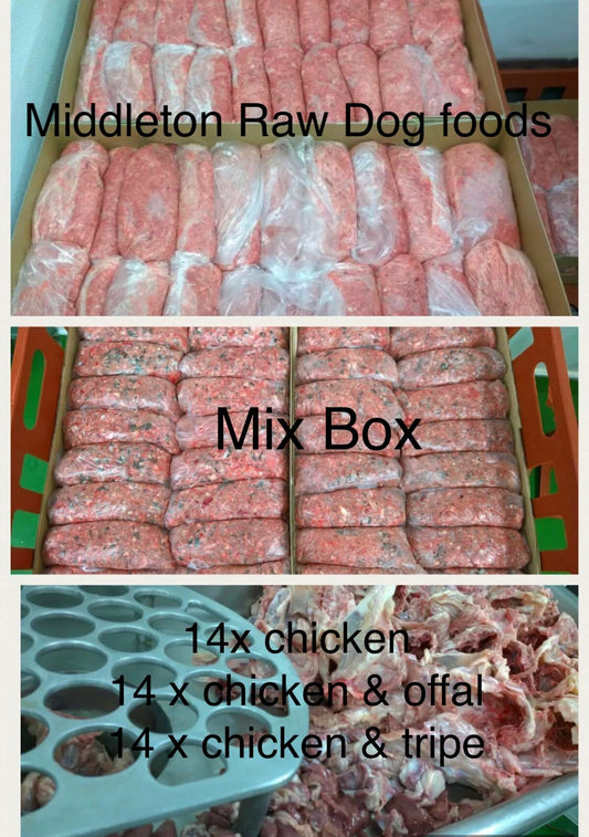 Mix Box Frozen Dog Food 42X 500G Chubs 21Kg Box. BARF RAW DIET Delivered