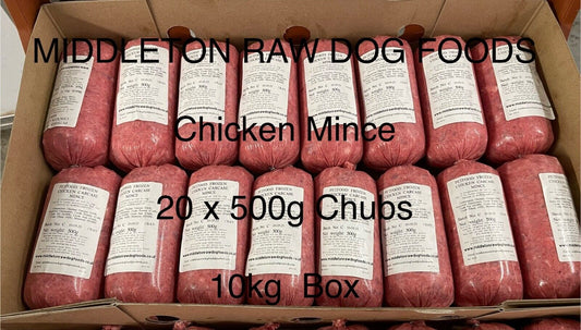 Frozen Dog Food Chicken Mince 20 X 500G Chubs 10Kg Box .BARF RAW DIET Delivered