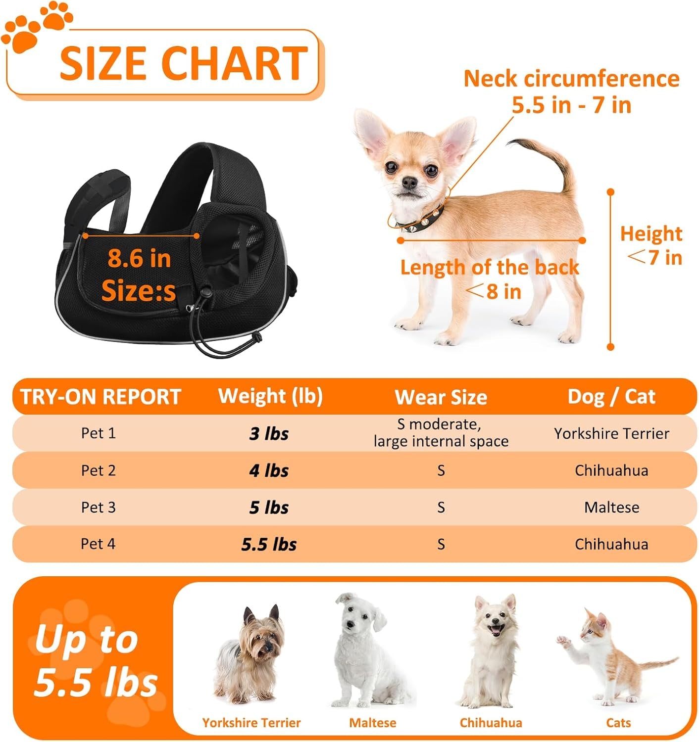 Stylish and Comfortable Pet Carrier Sling for Small Dogs, Cats, and Rabbits - Versatile Travel Bag with Safety Belt and Multiple Pockets in Black