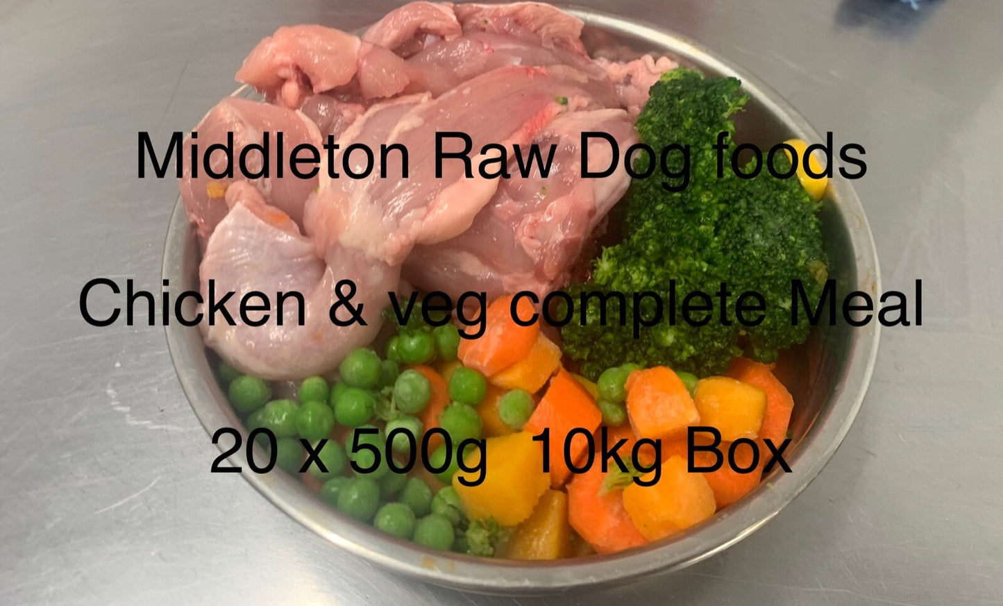 Dog Food Frozen Chicken & Veg Complete Meal 20X500G Chub 10Kg Box BARF RAW DIET