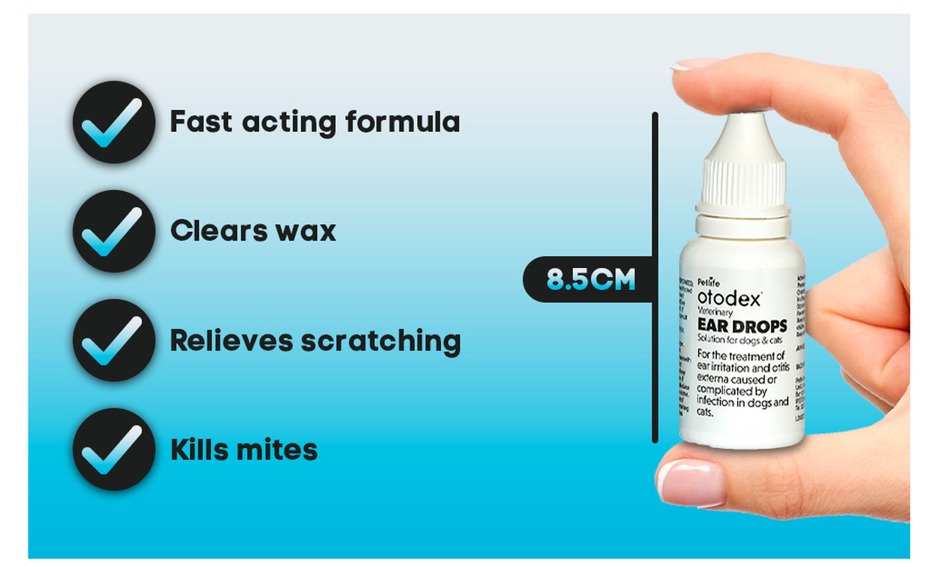 2 X 14Ml Petlife Otodex Ear Drops Dog Cat Clears Wax Mites Cleanser Itching
