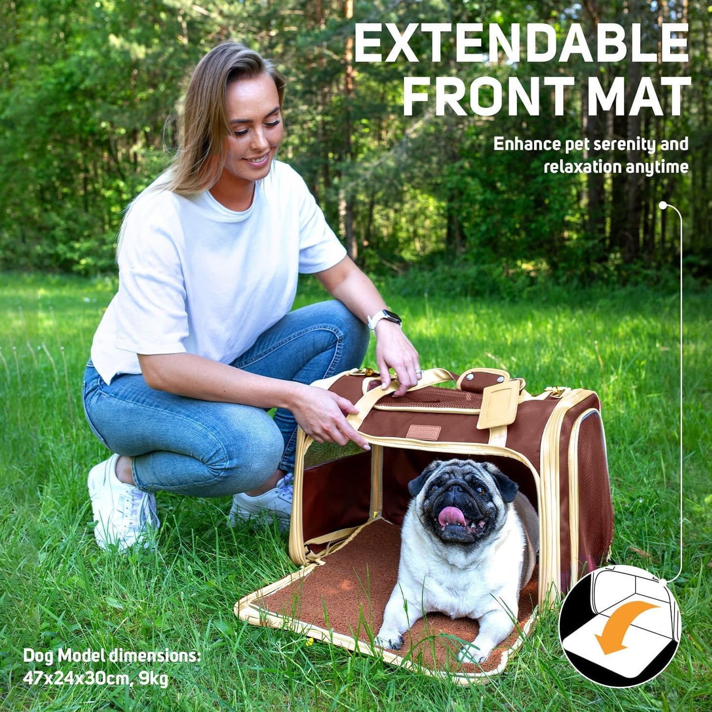 Pet Carrier Dog Carrier for Small Medium Dogs Large Cat Carrier Bag Pet Carriers for Cats Pet Carriers for Dogs Cat Bag Travel Carrier Small Dog Car Carrier Bag Foldable Pet Carrier (Brown L)