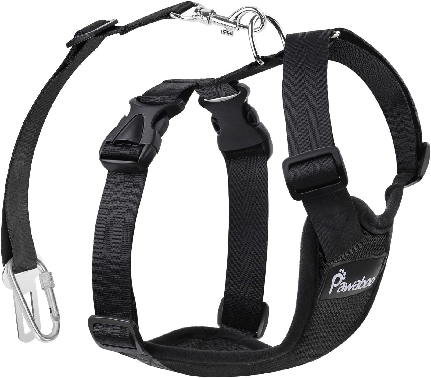 Premium Dog Safety Vest Harness - Adjustable Car Harness with Buckle Clip for Secure Travel of Small and Medium Dogs in Black