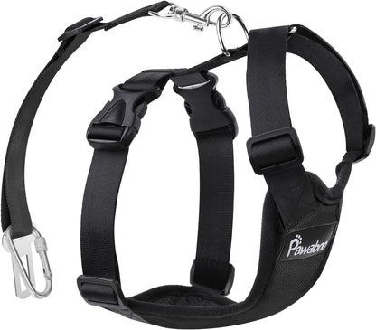 Premium Dog Safety Vest Harness - Adjustable Car Harness with Buckle Clip for Secure Travel of Small and Medium Dogs in Black