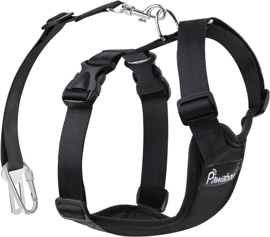 Premium Dog Safety Vest Harness - Adjustable Car Harness with Buckle Clip for Secure Travel of Small and Medium Dogs in Black