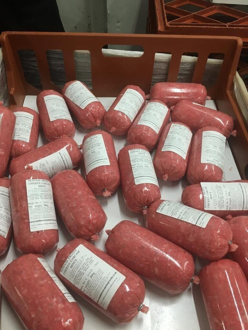 Frozen Dog Food Chicken Mince 20 X 500G Chubs 10Kg Box .BARF RAW DIET Delivered