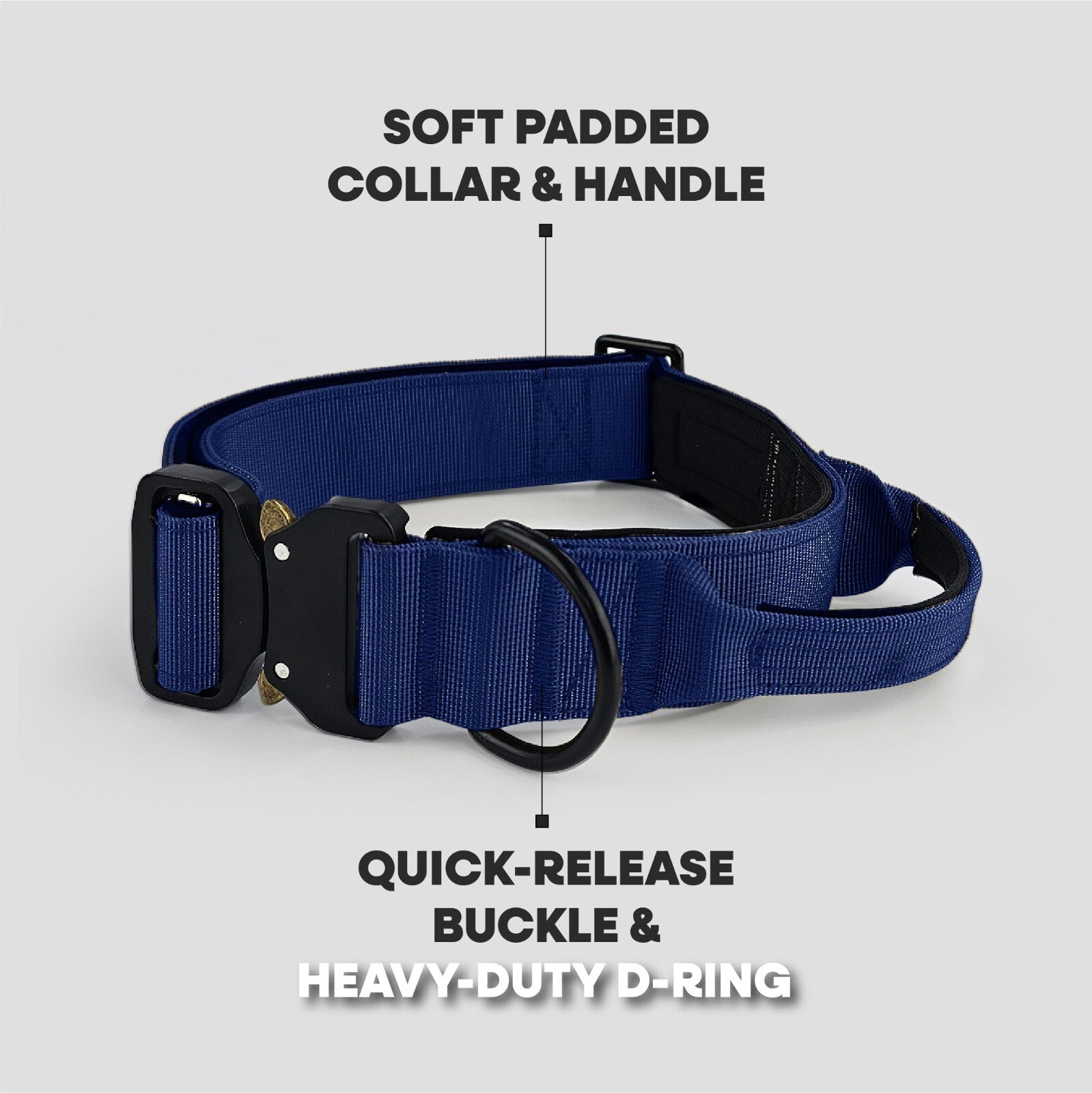 Hugglepets Tactical K9 Dog Collar Endurance Adjustable Heavy Duty Control Handle