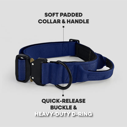 Hugglepets Tactical K9 Dog Collar Endurance Adjustable Heavy Duty Control Handle