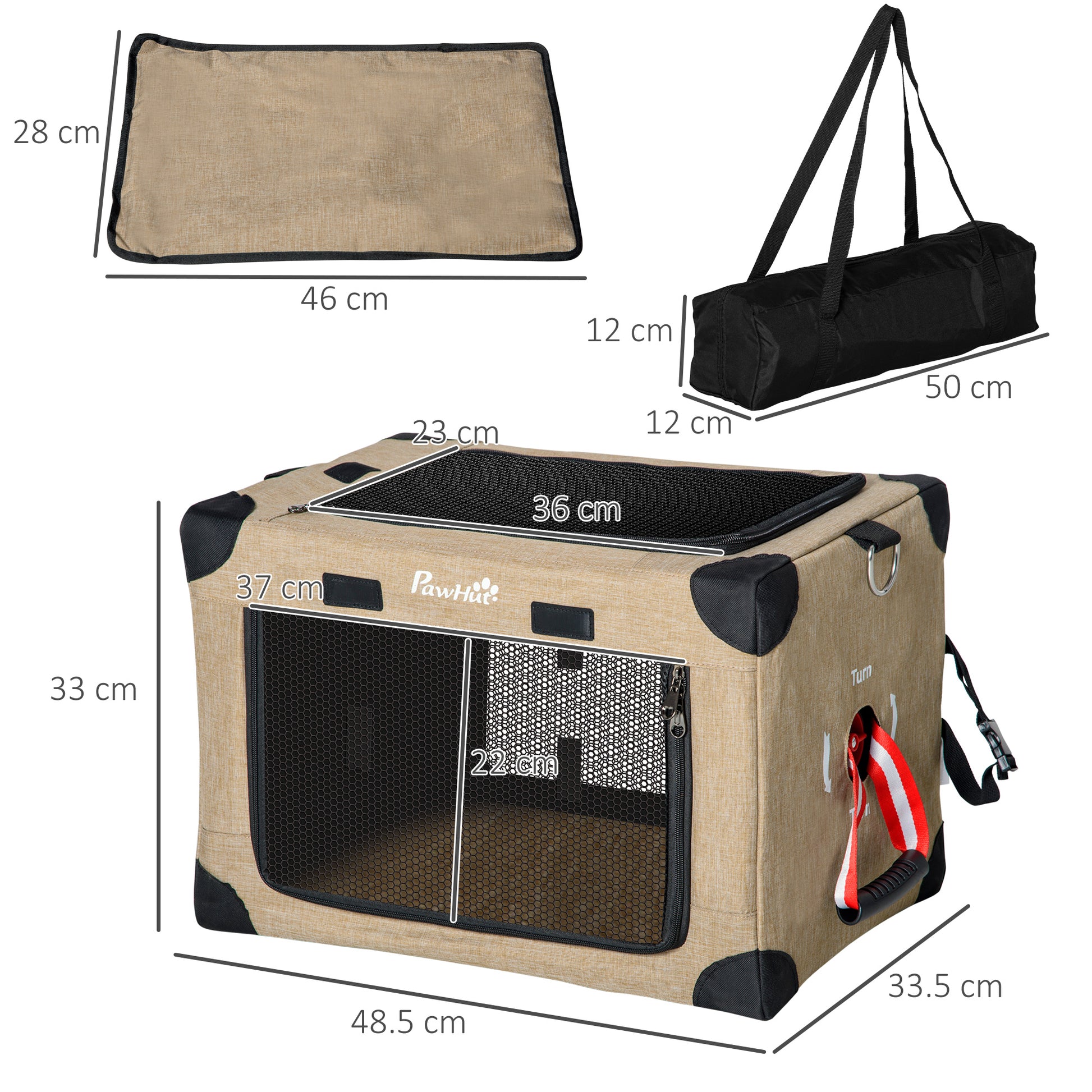 One-Step Foldable Cat Carrier Portable Dog Bag with Cushion for Small Dogs