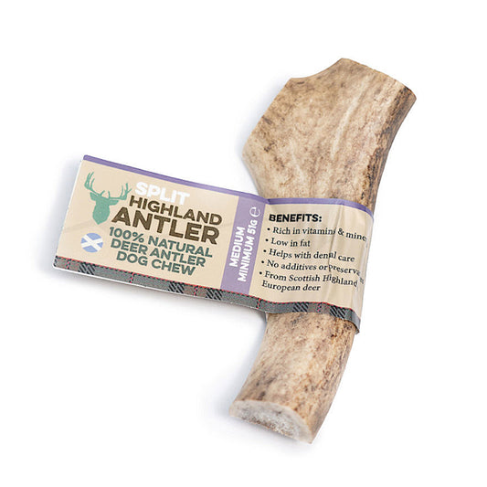 Dog Antler Chews HIGHLAND 100% Natural Deer Antler Split Dental Healthy Treats