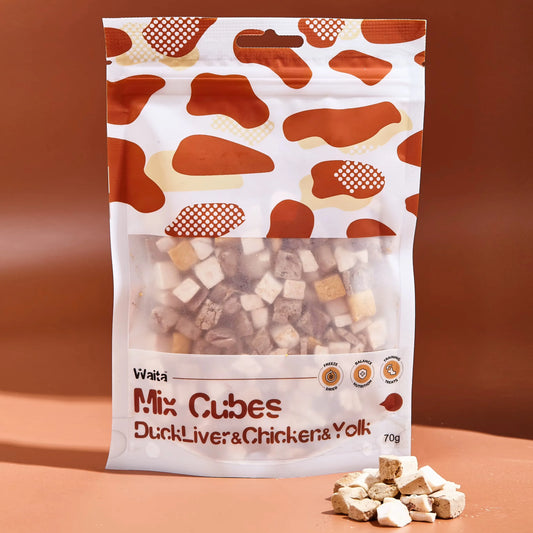 Waita Freeze Dried Mixed Cube (Duckliver & Chicken & Yolk) 70G - Cat Dog Pet Healthy Food Treats High Protein Training Reward