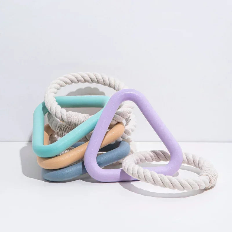 Durable Triangle TPR Cotton Rope Chew Toy for Dogs - Perfect for Tug of War and Dental Care