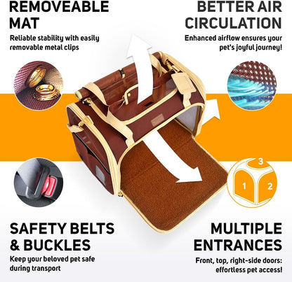 Pet Carrier Dog Carrier for Small Medium Dogs Large Cat Carrier Bag Pet Carriers for Cats Pet Carriers for Dogs Cat Bag Travel Carrier Small Dog Car Carrier Bag Foldable Pet Carrier (Brown L)