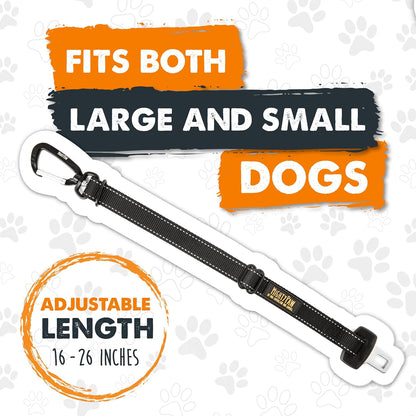 Universal Dog Car Seat Belt - Premium Safety Harness with Adjustable Strap & All-Metal Hardware for Ultimate Pet Security (Black)