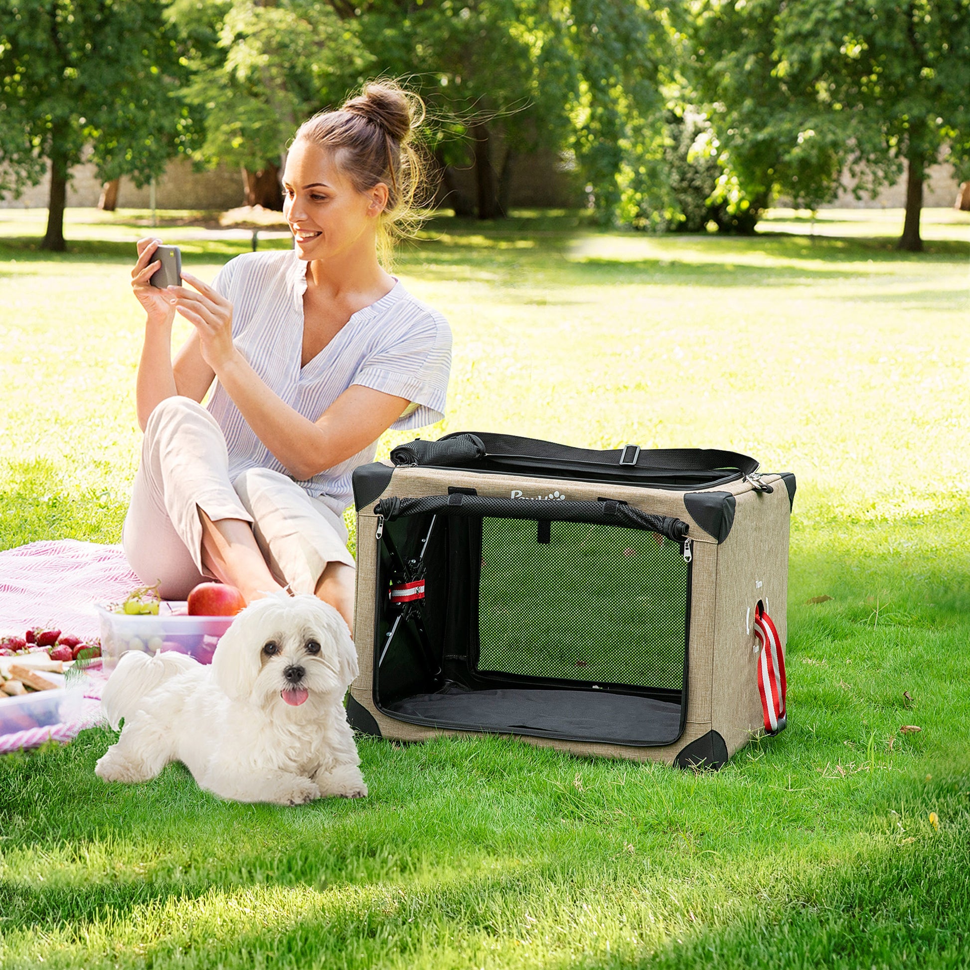 One-Step Foldable Cat Carrier Portable Dog Bag with Cushion for Small Dogs