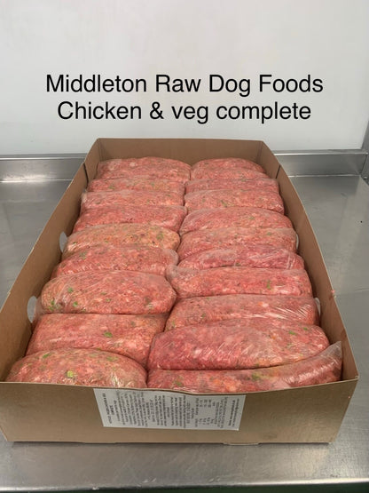 Dog Food Frozen Chicken & Veg Complete Meal 20X500G Chub 10Kg Box BARF RAW DIET