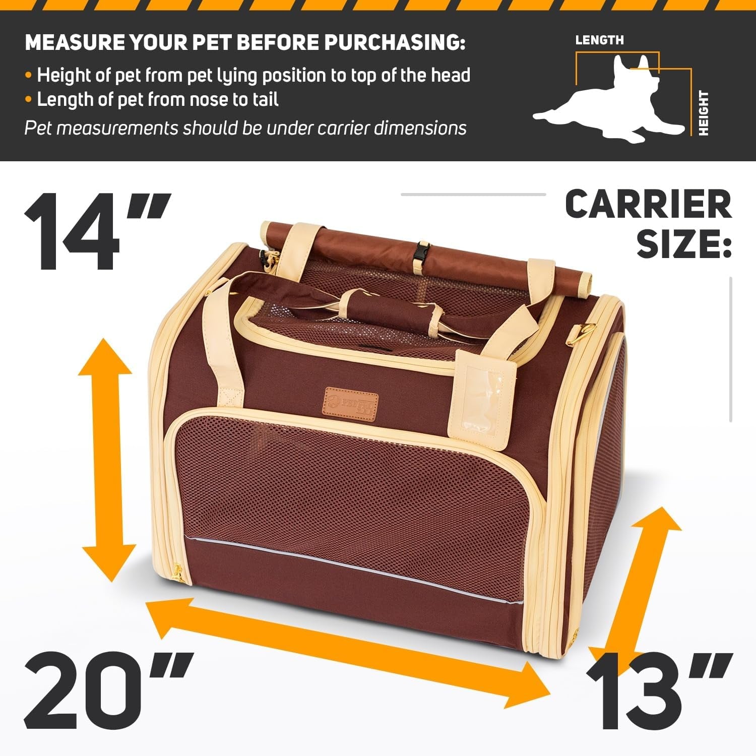 Pet Carrier Dog Carrier for Small Medium Dogs Large Cat Carrier Bag Pet Carriers for Cats Pet Carriers for Dogs Cat Bag Travel Carrier Small Dog Car Carrier Bag Foldable Pet Carrier (Brown L)