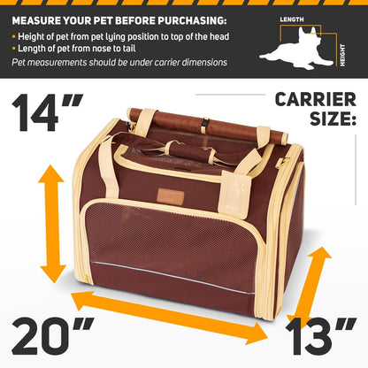 Pet Carrier Dog Carrier for Small Medium Dogs Large Cat Carrier Bag Pet Carriers for Cats Pet Carriers for Dogs Cat Bag Travel Carrier Small Dog Car Carrier Bag Foldable Pet Carrier (Brown L)