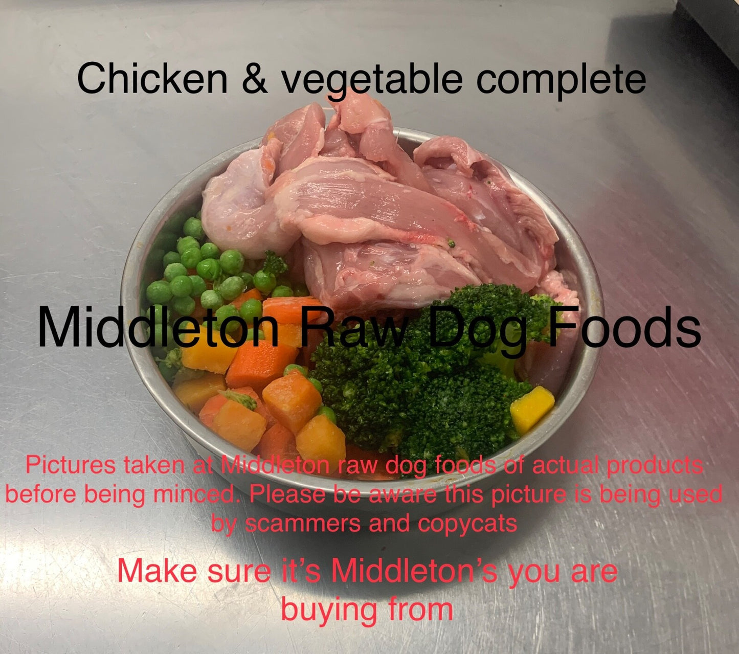 Dog Food Frozen Chicken & Veg Complete Meal 20X500G Chub 10Kg Box BARF RAW DIET