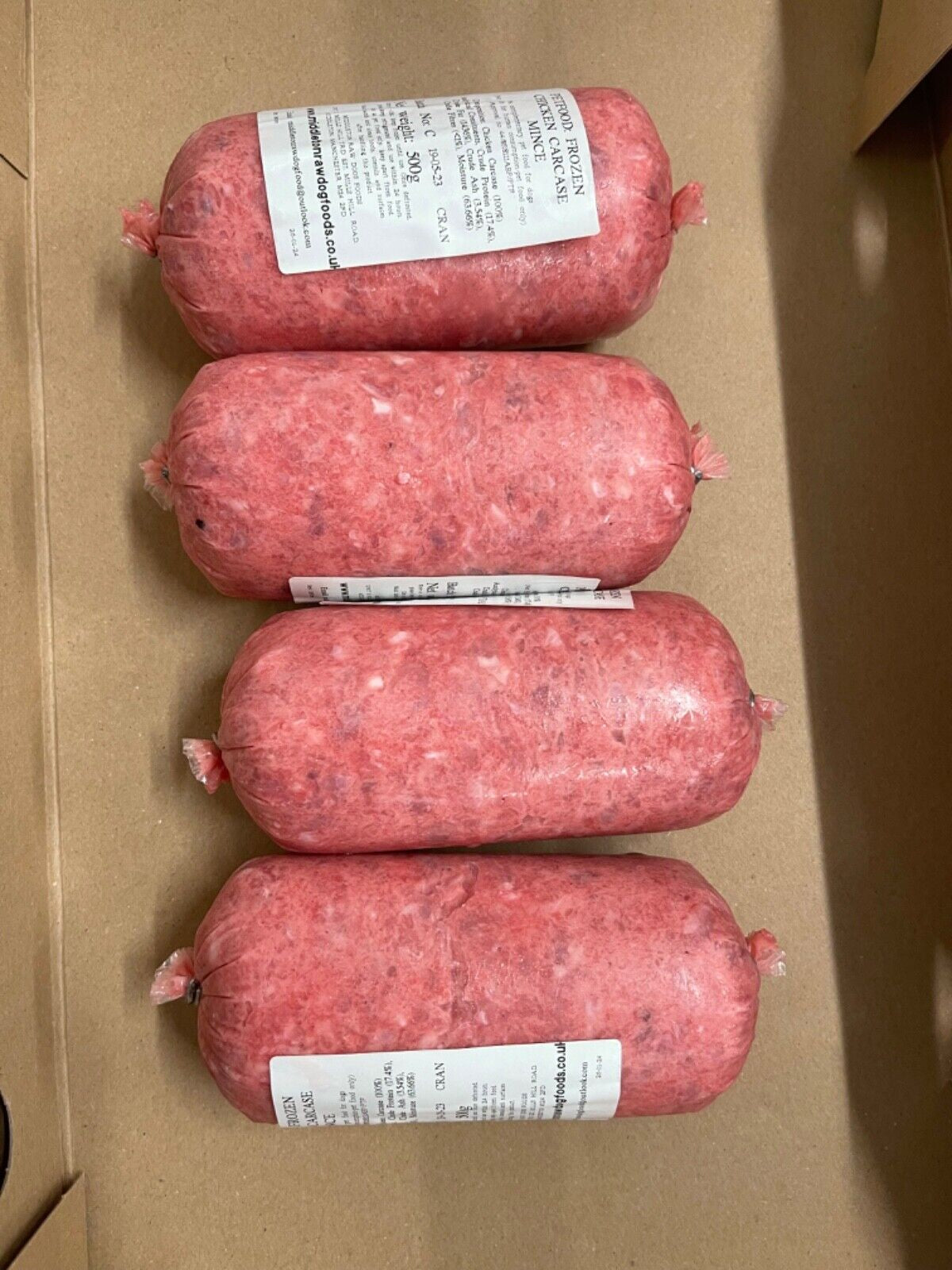 Frozen Dog Food Chicken Mince 40 X 500G Chubs 20Kg Box. BARF RAW DIET Delivered