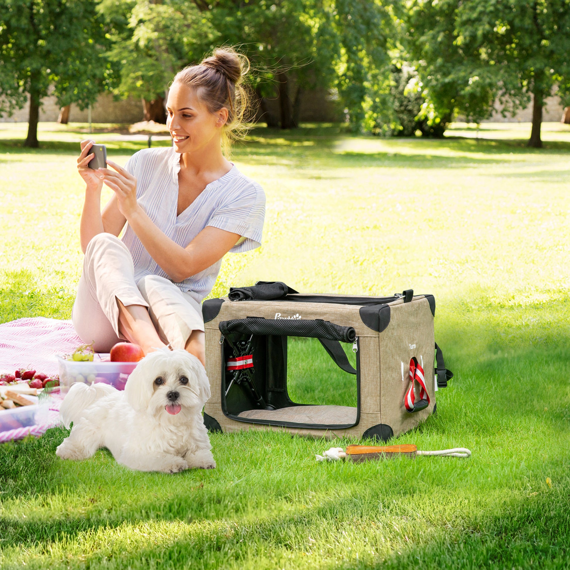 One-Step Foldable Cat Carrier Portable Dog Bag with Cushion for Small Dogs