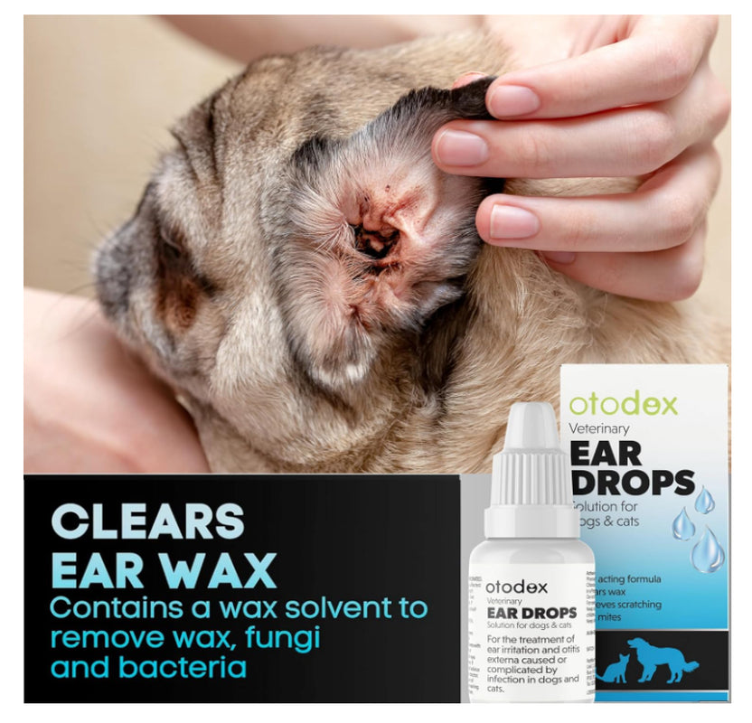 2 X 14Ml Petlife Otodex Ear Drops Dog Cat Clears Wax Mites Cleanser Itching