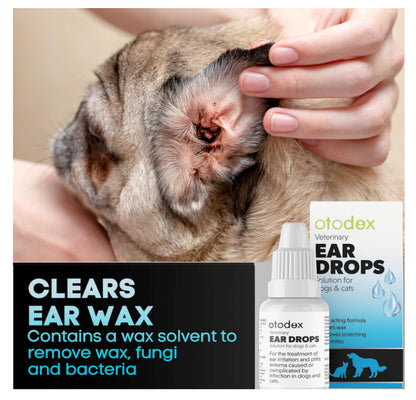2 X 14Ml Petlife Otodex Ear Drops Dog Cat Clears Wax Mites Cleanser Itching