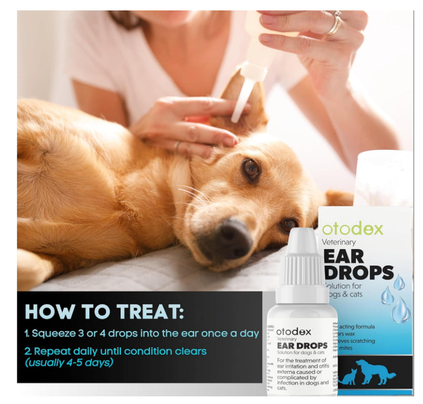 2 X 14Ml Petlife Otodex Ear Drops Dog Cat Clears Wax Mites Cleanser Itching