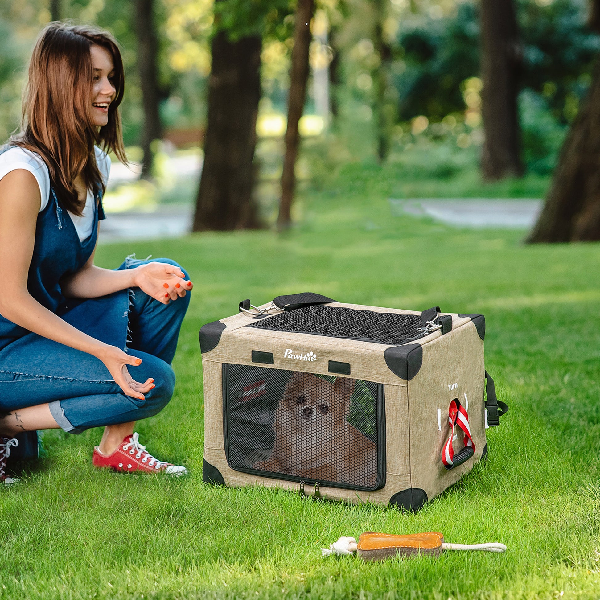 One-Step Foldable Cat Carrier Portable Dog Bag with Cushion for Small Dogs
