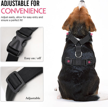 Premium Dog Safety Vest Harness - Adjustable Car Harness with Buckle Clip for Secure Travel of Small and Medium Dogs in Black