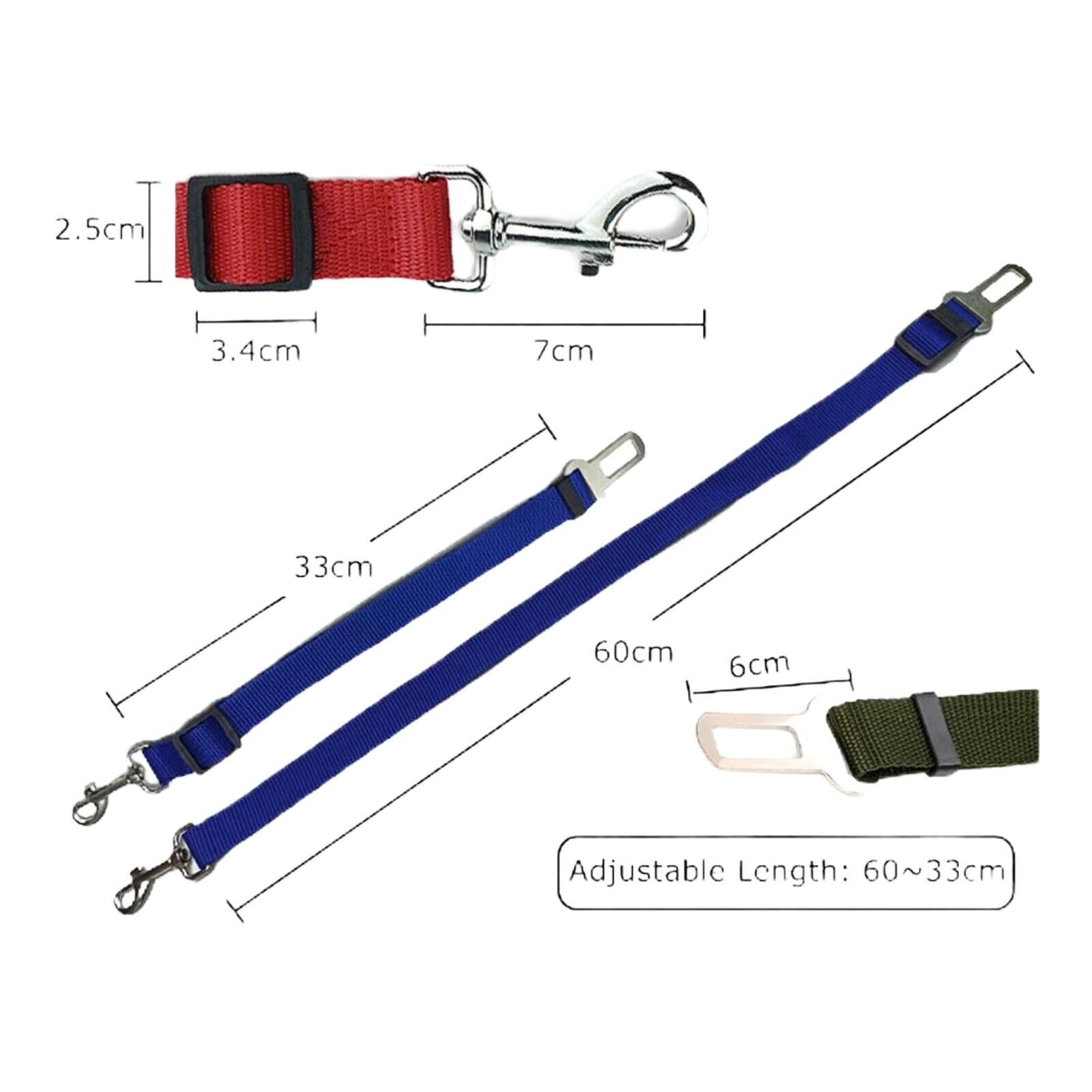 2 Pack Pet Dog Seat Belt Adjustable Travel Car Safety Harnesses Lead Restraint