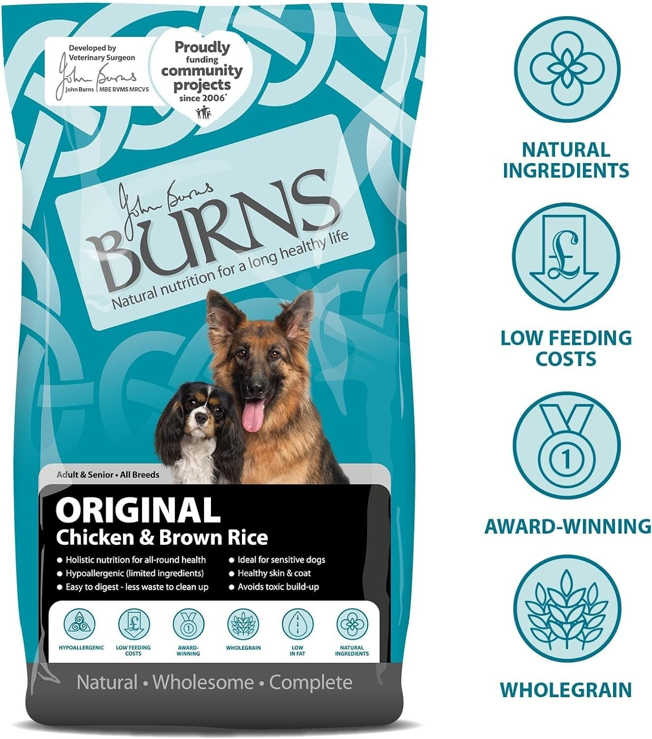 Burns Pet Nutrition Hypoallergenic Complete Dry Dog Food Adult and Senior Dog O