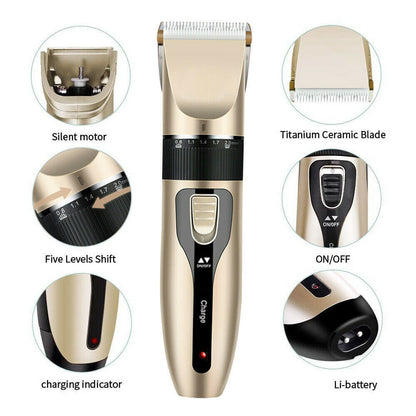 Electric Pet Hair Clippers Trimmer Cat Dog Grooming Shaver Kit Cordless Quiet