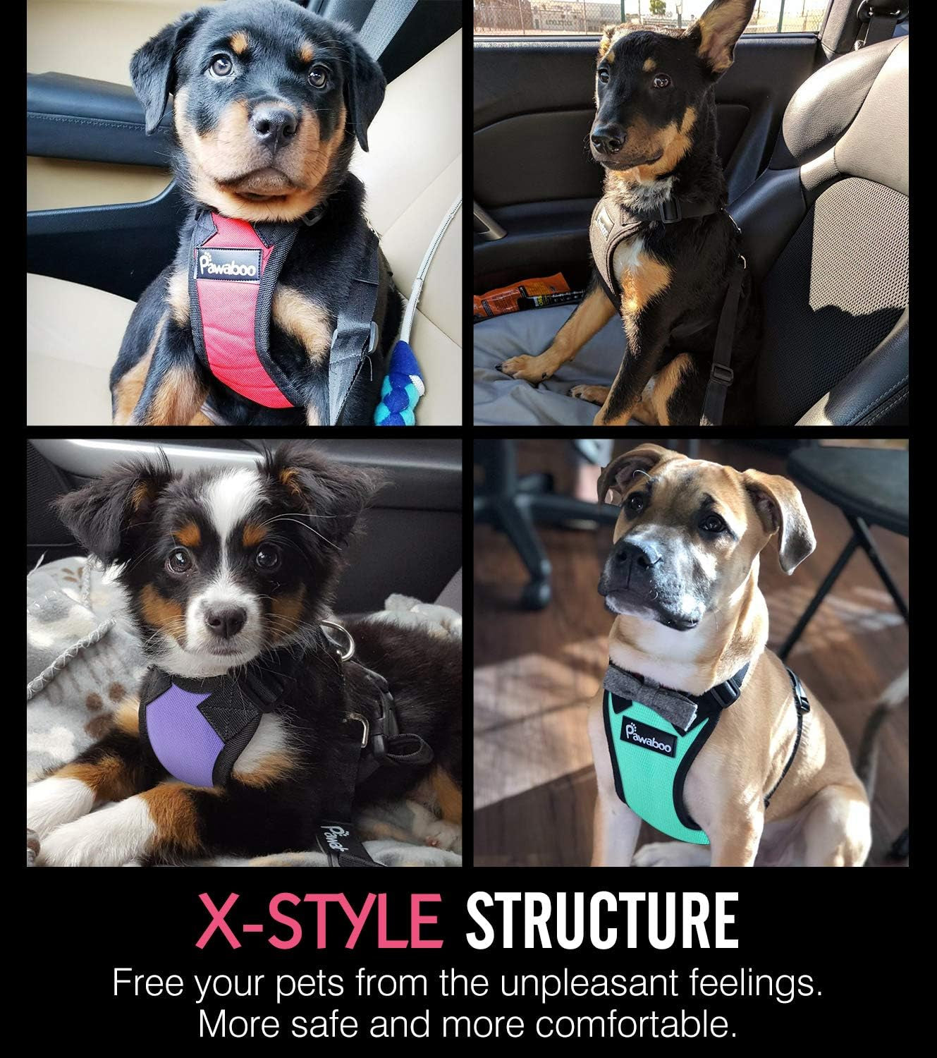 Premium Dog Safety Vest Harness - Adjustable Car Harness with Buckle Clip for Secure Travel of Small and Medium Dogs in Black